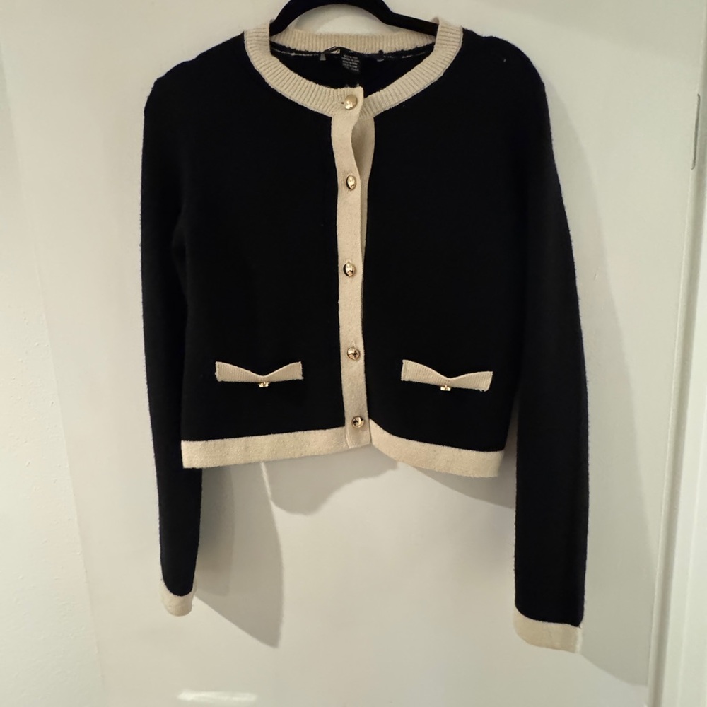 French Connection Vhari Contrast Trim Black Cardigan XS - Picture 4 of 6